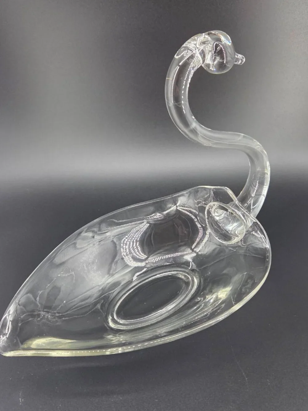 Vintage Duncan Miller Glass Swan Bowl 12